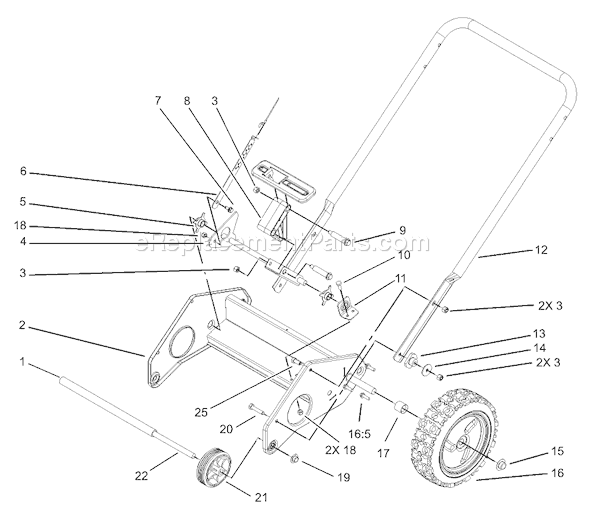 Toro 38602 (250000001-250999999)(2005) Snowthrower Lower Handle Assembly Diagram