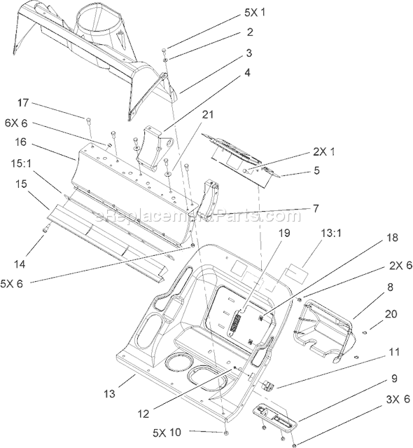 Toro 38602 (250000001-250999999)(2005) Snowthrower Lower Housing Assembly Diagram