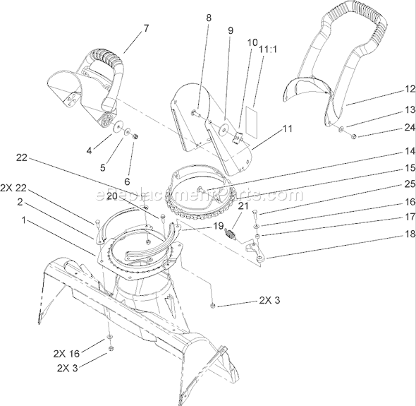 Toro 38602 (260000001-260010000)(2006) Snowthrower Chute Assembly Diagram