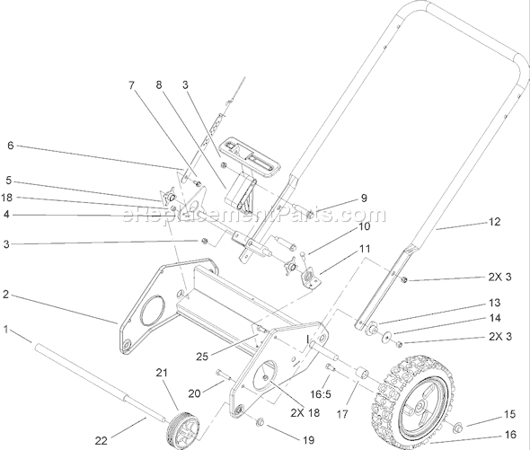 Toro 38602 (260000001-260010000)(2006) Snowthrower Lower Handle Assembly Diagram