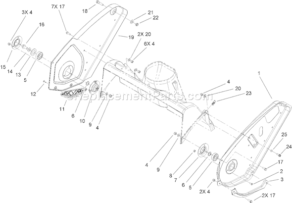 Toro 38602 (270000001-270999999)(2007) Snowthrower Upper Housing and Side Plate Assembly Diagram