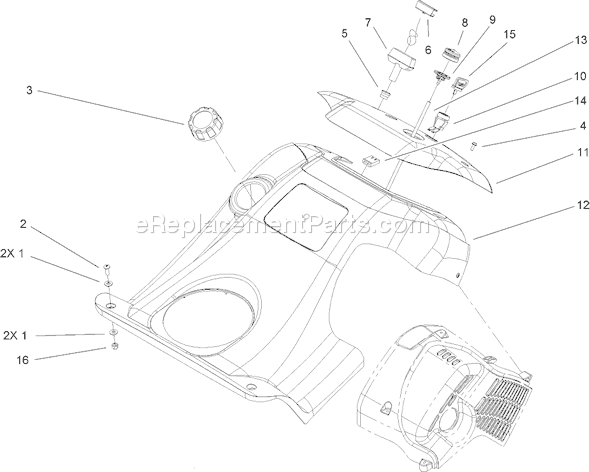 Toro 38602 (280000001-280999999)(2008) Snowthrower Shroud, Control Panel and Muffler Shield Assembly Diagram