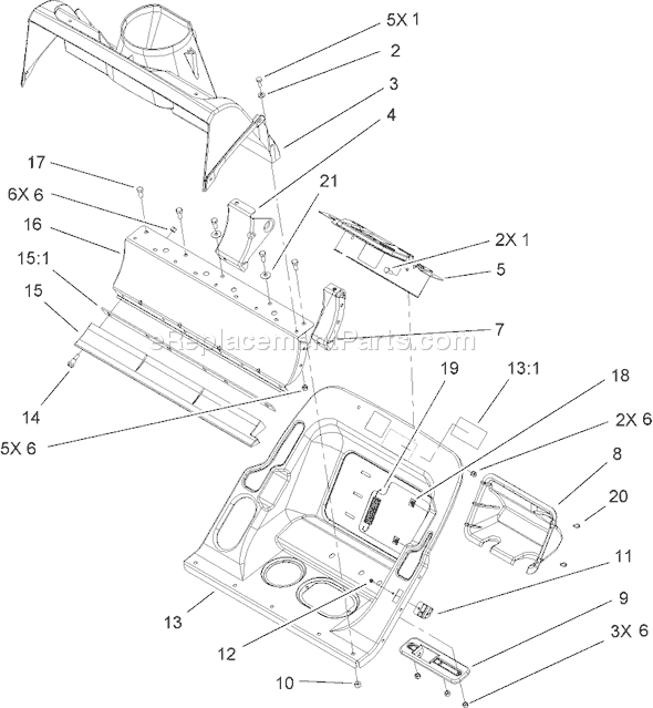 Toro 38602 (280000001-280999999)(2008) Snowthrower Lower Housing Assembly Diagram