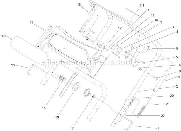 Toro 38603 (250000001-250999999)(2005) Snowthrower Upper Handle Assembly Diagram