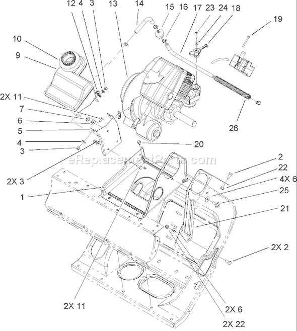 Toro 38603 (250000001-250999999)(2005) Snowthrower Engine and Frame Assembly Diagram