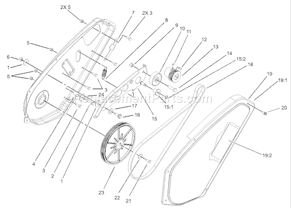 Toro 38603 (250000001-250999999)(2005) Snowthrower Impeller Drive Assembly Diagram