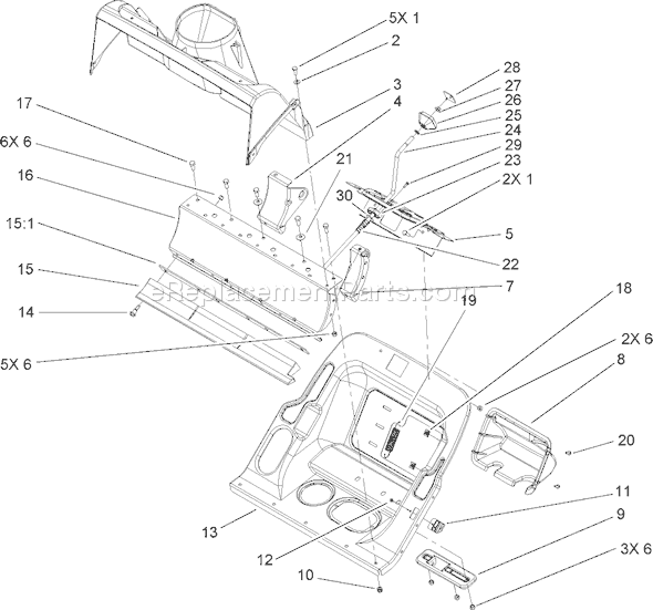 Toro 38603 (250000001-250999999)(2005) Snowthrower Lower Housing Assembly Diagram