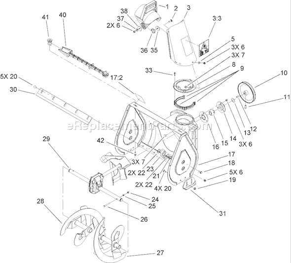 Toro 38606 (270000001-270999999)(2007) Snowthrower Auger Housing Assembly Diagram