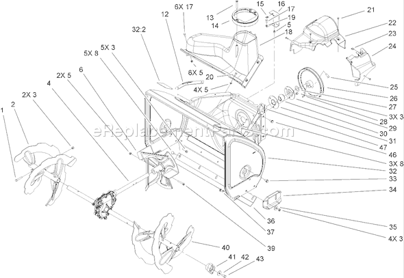 Toro 38610 (260010001-260999999)(2006) Snowthrower Auger and Housing Assembly Diagram