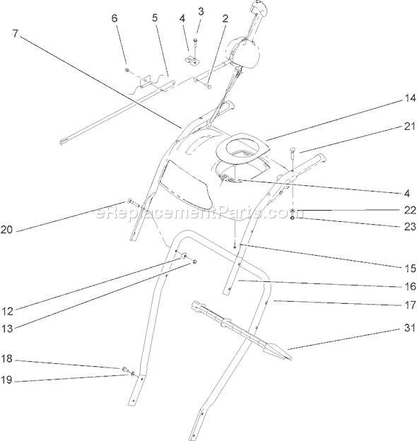 Toro 38610 (270000001-270999999)(2007) Snowthrower Handle Assembly Diagram