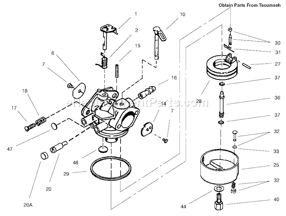 Toro 38620 (240000001-240999999)(2004) Snowthrower Carburetor Assembly No. 640052 Tecumseh Hmsk-80 155723 Diagram