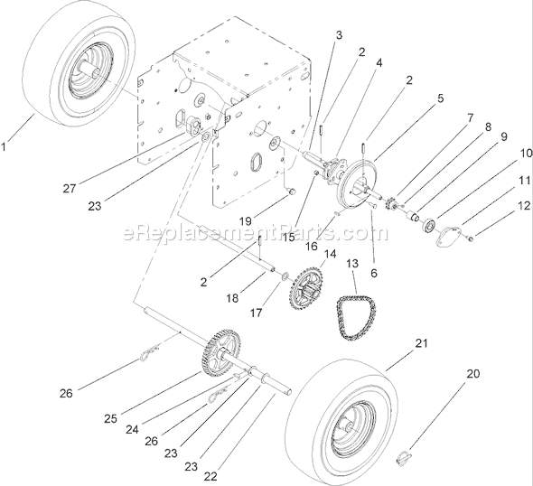 Toro 38620 (240000001-240999999)(2004) Snowthrower Chain Drive Assembly Diagram