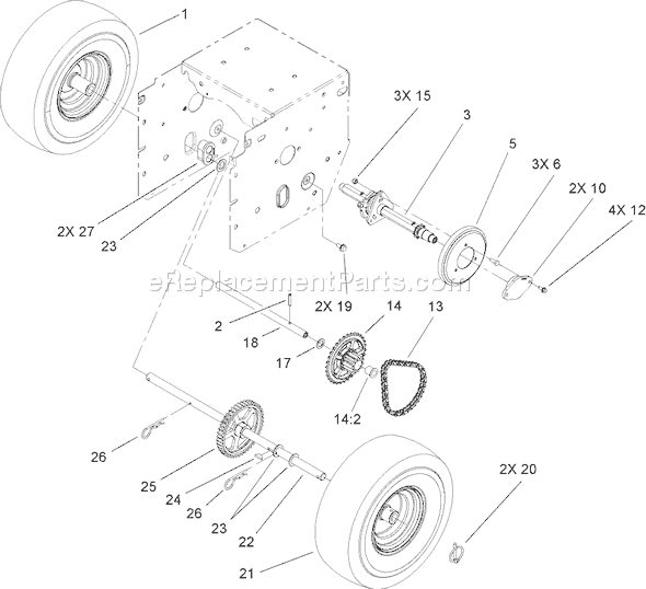 Toro 38620 (250010001-250999999)(2005) Snowthrower Chain Drive Assembly Diagram