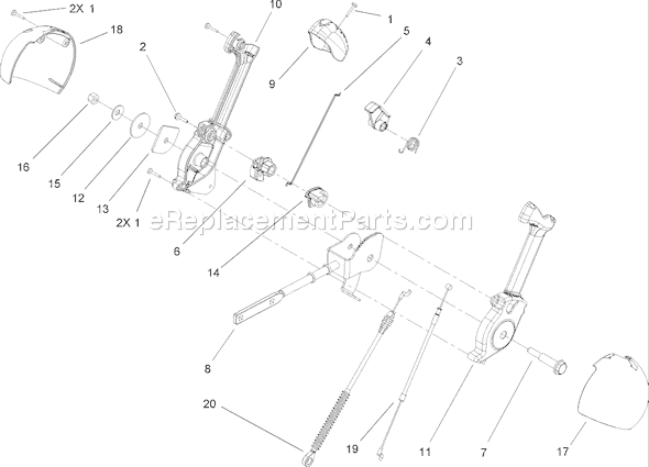 Toro 38620 (250010001-250999999)(2005) Snowthrower Chute Control Assembly Diagram