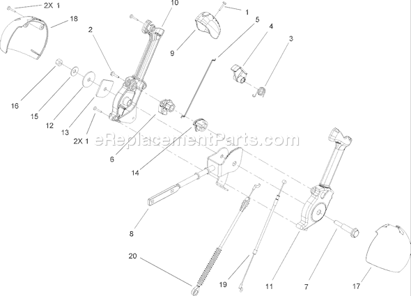 Toro 38621 (240000001-240999999)(2004) Snowthrower Chute Control Assembly Diagram