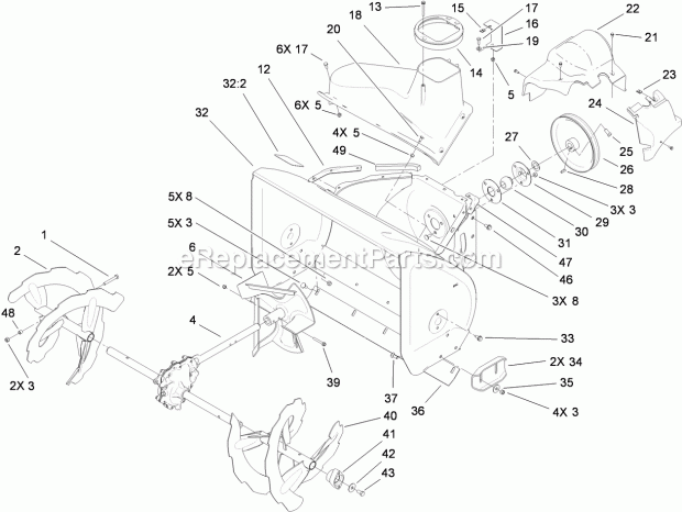 Toro 38624W (311000001-311999999) Power Max 826 Oxe Snowthrower, 2011 Auger and Housing Assembly Diagram