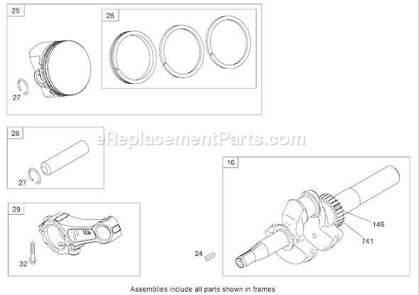 Toro 38629 (280000001-280999999)(2008) Snowthrower Crankshaft Assembly Briggs and Stratton 15d104-0112-E1 Diagram