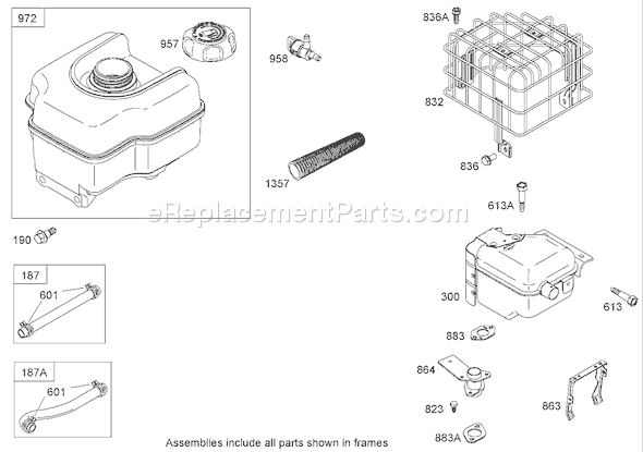 Toro 38629 (290000001-290999999)(2009) Snowthrower Muffler and Fuel Tank Assembly Briggs and Stratton 15d104-0112-E1 Diagram