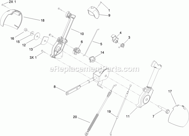 Toro 38633 (312000001-312999999) Power Max 826 Oxe Snowthrower, 2012 Chute Control Lever Assembly Diagram
