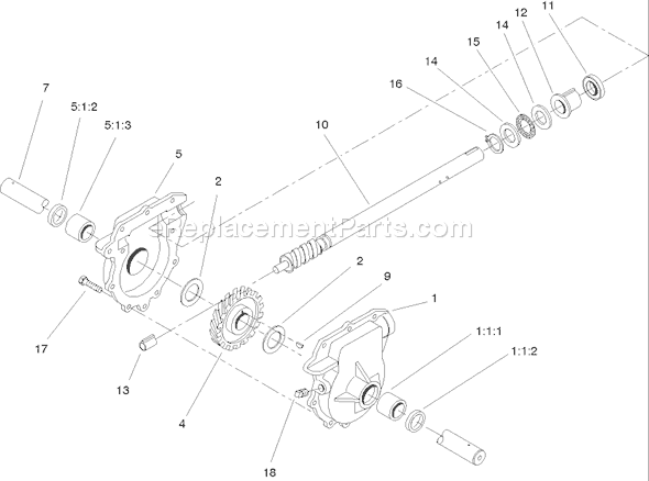 Toro 38635 (240000001-240999999)(2004) Snowthrower 28 Inch Auger Gearcase Assembly No. 106-7254 Diagram