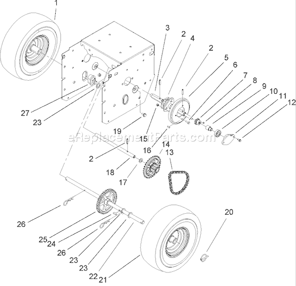 Toro 38635 (240000001-240999999)(2004) Snowthrower Chain Drive Assembly Diagram