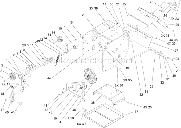 Toro 38639 (310000001-310999999)(2010) Snowthrower Frame Assembly Diagram