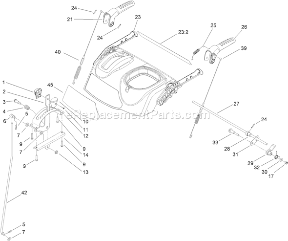 Toro 38639 (310000001-310999999)(2010) Snowthrower Handle Assembly Diagram