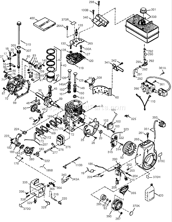 Toro 38640 (270000001-270999999)(2007) Snowthrower Engine Assembly Tecumseh Lh358sa-159625a Diagram