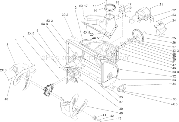 Toro 38640 (280000001-280999999)(2008) Snowthrower Auger and Housing Assembly Diagram