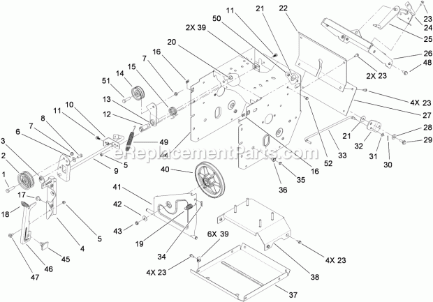 Toro 38644 (311000001-311999999) Snowthrower Frame Assembly Diagram