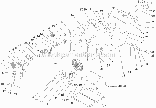 Toro 38644 (312000001-312003429) Snowthrower Frame Assembly Diagram