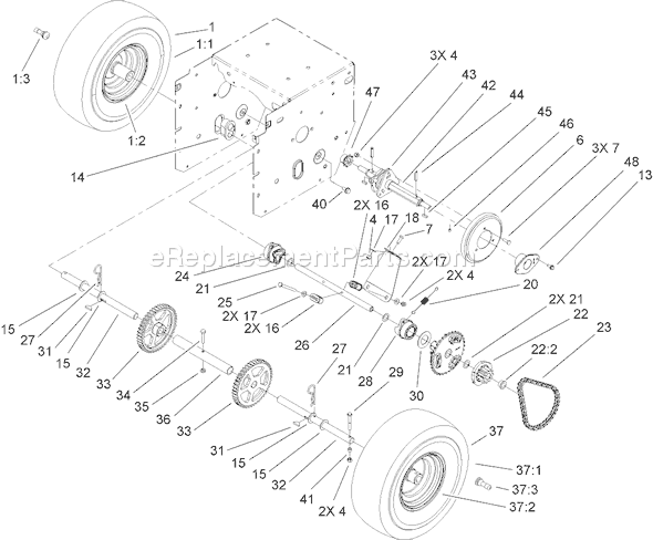 Toro 38650 (270000001-270999999)(2007) Snowthrower Wheel Clutch Assembly Diagram