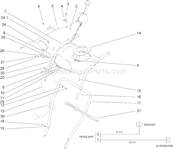 Toro 38650 (280000001-280999999)(2008) Snowthrower Handle and Control Assembly Diagram