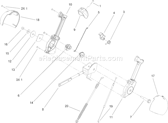 Toro 38651 (280000001-280999999)(2008) Snowthrower Lever Chute Control Assembly Diagram