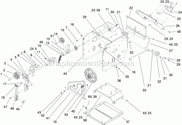 Toro 38654 (311000001-311999999) Snowthrower Frame Assembly Diagram