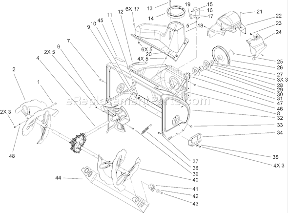 Toro 38657 (310000001-310999999)(2010) Snowthrower Auger and Housing Assembly Diagram