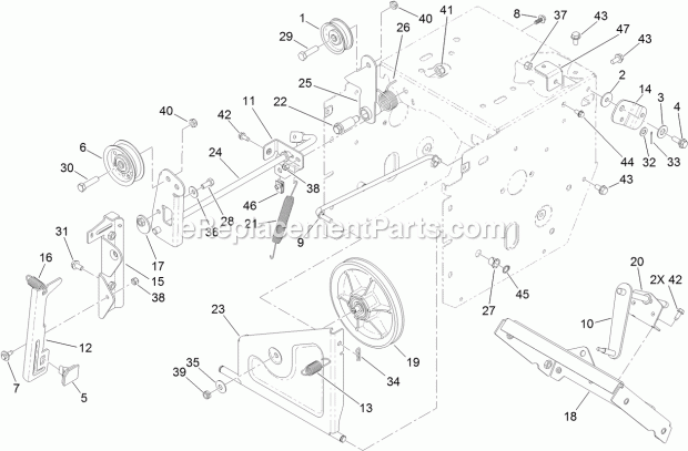 Toro 38660 (314000001-314999999) 928 OE Power Max Snowblower Idler and Linkage Assembly Diagram