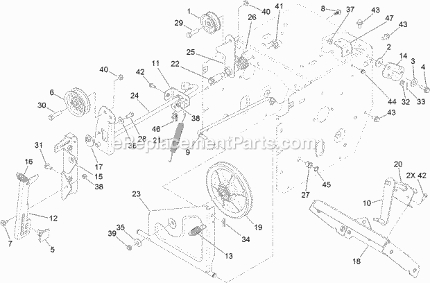 Toro 38664 (314000001-314999999) 926 OXE Heavy Duty Snowblower Idler and Linkage Assembly Diagram