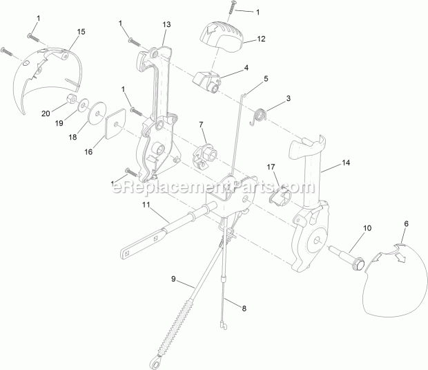 Toro 38674 (314000001-314999999) Power Max Heavy Duty 1028 Oxe Snowthrower, 2014 Lever Chute Control Assembly Diagram