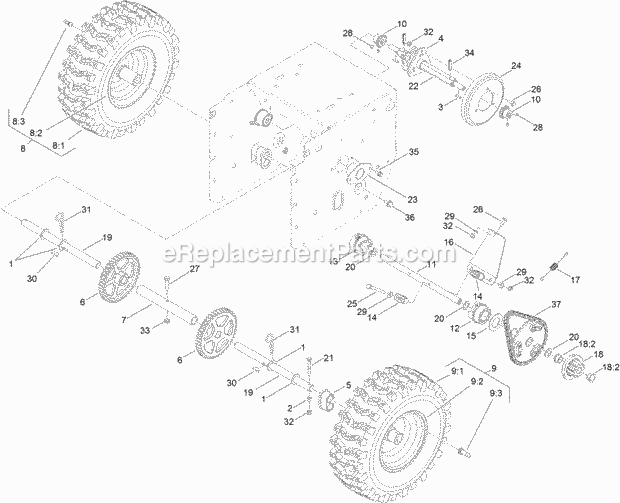 Toro 38805 (400000000-999999999) Power Max Heavy Duty 826 Oxe Snowthrower Wheel Clutch Assembly Diagram