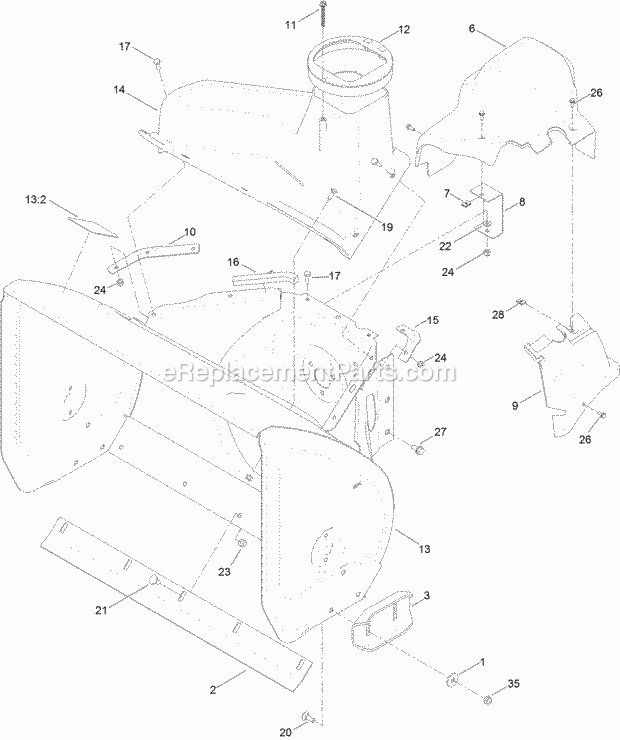 Toro 38824 (316000001-316999999) Power Max Heavy Duty 1028 Oxe Snowthrower, 2016 Main Frame Assembly Diagram