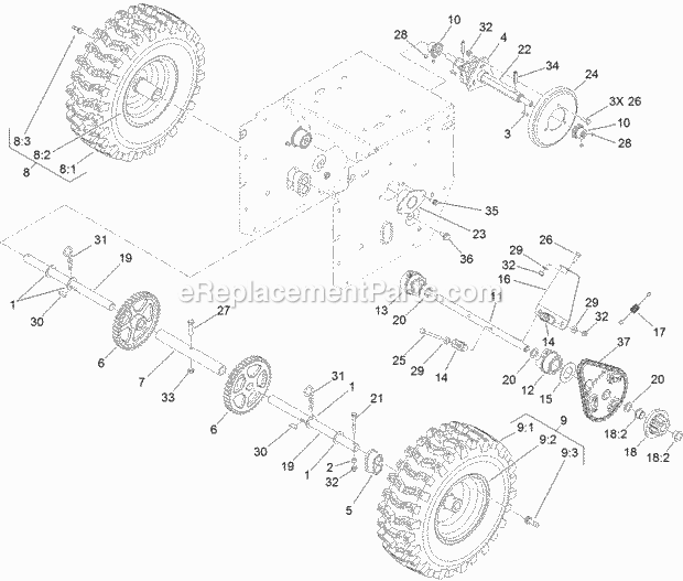 Toro 38828 (313000001-313999999) Power Max Heavy Duty 1128 Oxe Snowthrower, 2013 Wheel Clutch Assembly Diagram
