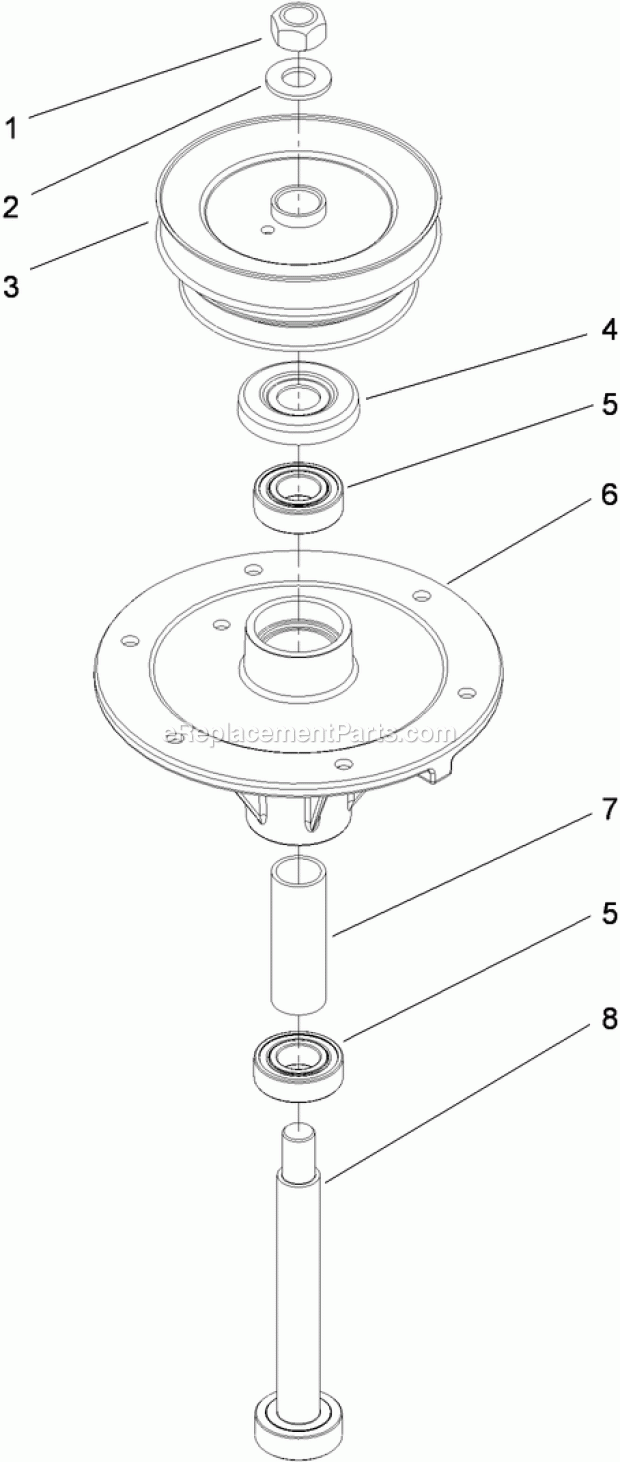 Toro 39078 (316000001-316999999) Commercial Walk-behind Mower, Floating Deck, T-bar, Gear Drive With 48in Turbo Force Cutting Un Spindle Assembly No. 110-0729 Diagram