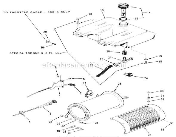 Toro 41-18KE01 (1987) Lawn Tractor Throttle Choke And Fuel System Diagram