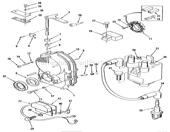 Toro 41-20OE01 (1990) Lawn Tractor Gearcase And Ignition Controls Diagram