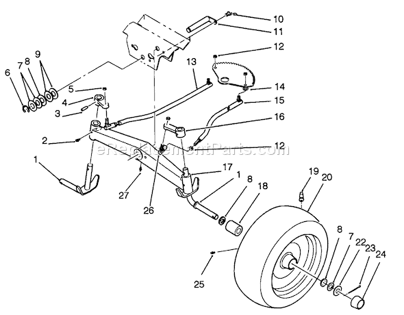 Toro 42-16BE01 (2000001-2999999)(1992) Lawn Tractor Front Axle Assembly Diagram
