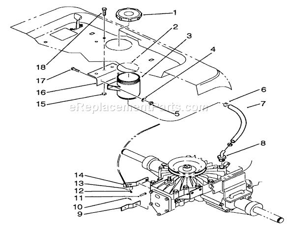 Toro 42-16BE01 (2000001-2999999)(1992) Lawn Tractor Hydraulic Reservoir Assembly Diagram