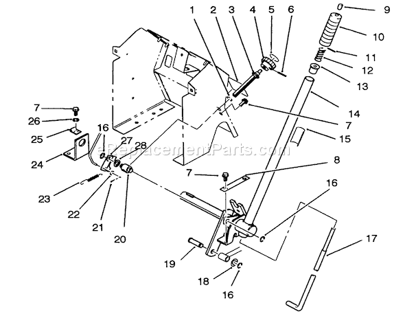 Toro 42-16BE01 (2000001-2999999)(1992) Lawn Tractor Lift Bar Linkage Assembly Diagram