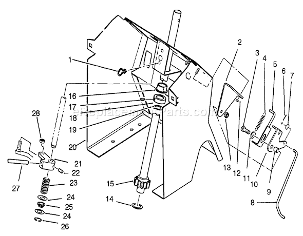 Toro 42-16BE01 (2000001-2999999)(1992) Lawn Tractor Steering Shaft And Indicator Assembly Diagram