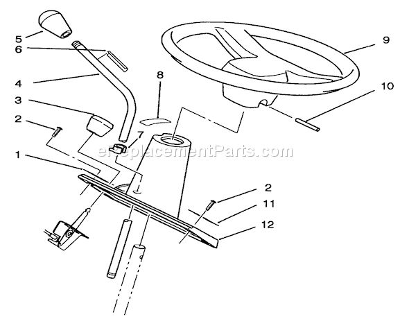 Toro 42-16BE01 (2000001-2999999)(1992) Lawn Tractor Steering Wheel And Console Assembly Diagram